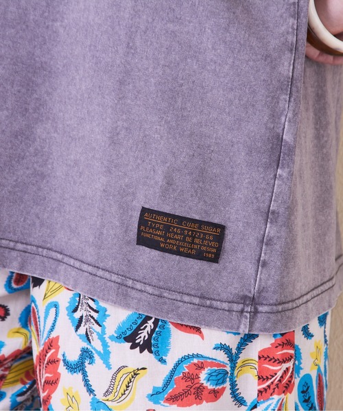 CUBE SUGAR(キューブシュガー)の「無地ピグメント染めビッグTシャツ(Tシャツ/カットソー・レディース・グリーン/スミクロ/パープル/ナチュラル/グレー・M)」の12枚目の写真