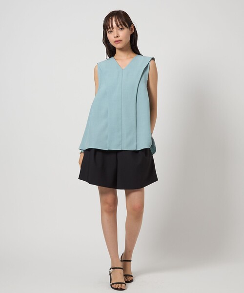 EMMEL REFINES（エメルリファインズ）の「＜EMMEL REFINES＞EM サイドギャザーステッチ Vネック ブラウス（シャツ/ブラウス・レディース・ライラック/ライトブルー/ダークブラウン・FREE）」の4枚目の写真