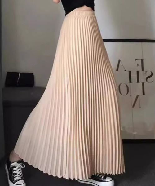 Per sist ence(パーシエンス)の「ロングプリーツスカート(スカート・レディース・ベージュ/ホワイト/グレー/アイボリー/ブラック・ONE SIZE)」の3枚目の写真