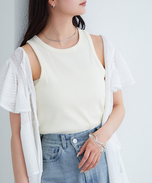 mystic(ミスティック)の「配色リブタンク(タンクトップ・レディース・アイボリー/レッド系その他2/レッド・FREE)」の6枚目の写真