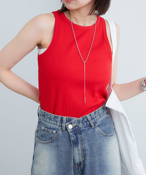 mystic(ミスティック)の「配色リブタンク(タンクトップ・レディース・アイボリー/レッド系その他2/レッド・FREE)」の10枚目の写真