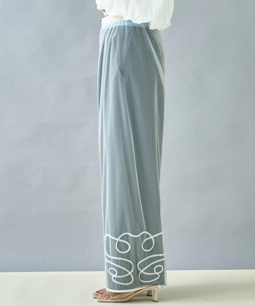 Settimissimo（セッティミッシモ）の「裾コード 刺繍 チュール レイヤード パンツ（その他パンツ・レディース・オフホワイト/ブラック・FREE）」の9枚目の写真