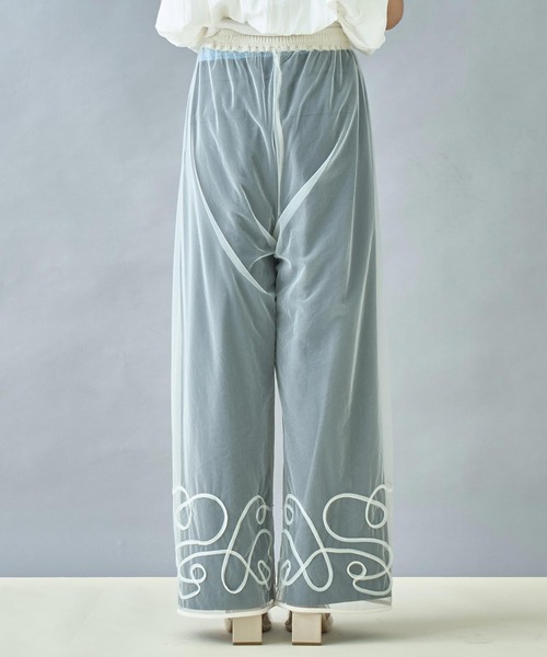 Settimissimo（セッティミッシモ）の「裾コード 刺繍 チュール レイヤード パンツ（その他パンツ・レディース・オフホワイト/ブラック・FREE）」の10枚目の写真