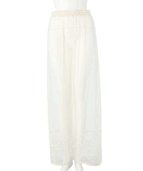 Settimissimo（セッティミッシモ）の「裾コード 刺繍 チュール レイヤード パンツ（その他パンツ・レディース・オフホワイト/ブラック・FREE）」の14枚目の写真