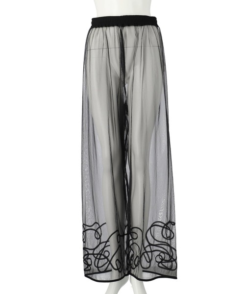 Settimissimo（セッティミッシモ）の「裾コード 刺繍 チュール レイヤード パンツ（その他パンツ・レディース・オフホワイト/ブラック・FREE）」の15枚目の写真