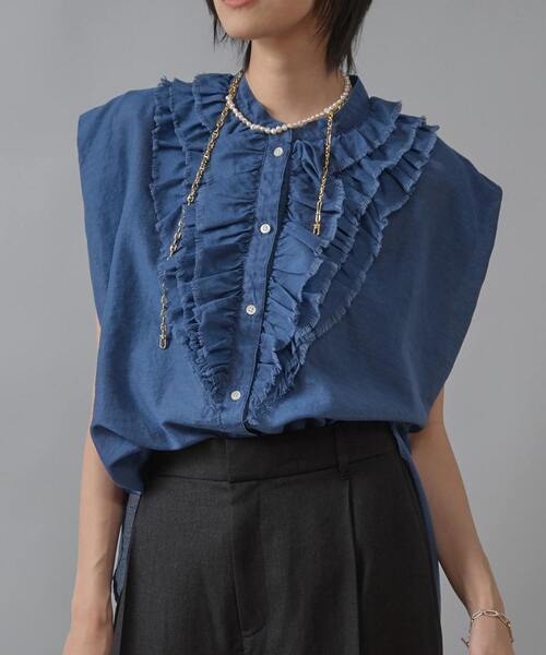 テンセルシアーデニムフリルブラウス（シャツ/ブラウス）｜Liesse
