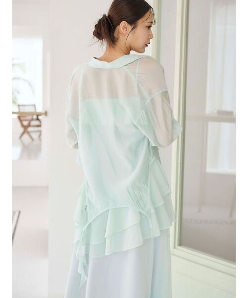 MERCURYDUO（マーキュリーデュオ）の「ラッフルティアードキャミワンピース（ワンピース・レディース・ブラウン/ミント・SMALL/MEDIUM）」の8枚目の写真