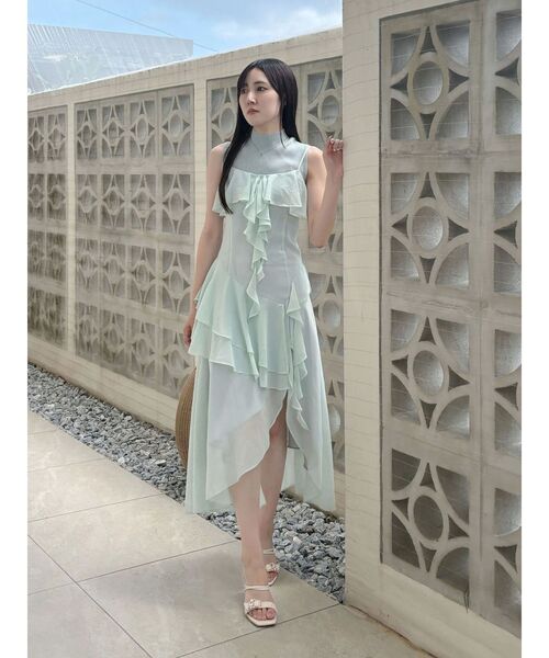 MERCURYDUO（マーキュリーデュオ）の「ラッフルティアードキャミワンピース（ワンピース・レディース・ブラウン/ミント・SMALL/MEDIUM）」の10枚目の写真