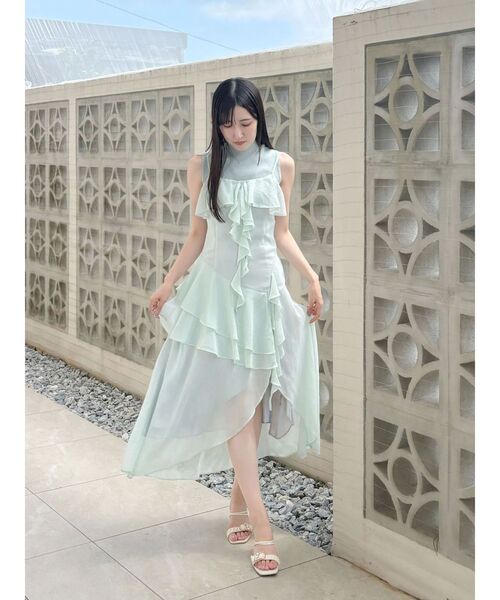 MERCURYDUO（マーキュリーデュオ）の「ラッフルティアードキャミワンピース（ワンピース・レディース・ブラウン/ミント・SMALL/MEDIUM）」の11枚目の写真