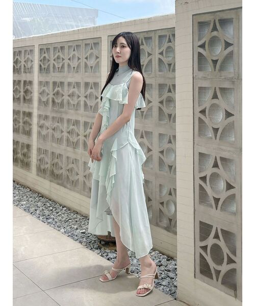 MERCURYDUO（マーキュリーデュオ）の「ラッフルティアードキャミワンピース（ワンピース・レディース・ブラウン/ミント・SMALL/MEDIUM）」の14枚目の写真