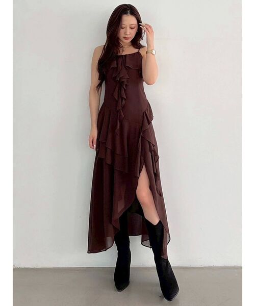 MERCURYDUO（マーキュリーデュオ）の「ラッフルティアードキャミワンピース（ワンピース・レディース・ブラウン/ミント・SMALL/MEDIUM）」の15枚目の写真