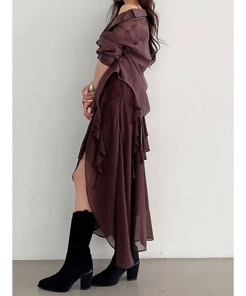 MERCURYDUO（マーキュリーデュオ）の「ラッフルティアードキャミワンピース（ワンピース・レディース・ブラウン/ミント・SMALL/MEDIUM）」の21枚目の写真