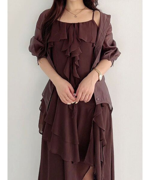MERCURYDUO（マーキュリーデュオ）の「ラッフルティアードキャミワンピース（ワンピース・レディース・ブラウン/ミント・SMALL/MEDIUM）」の22枚目の写真