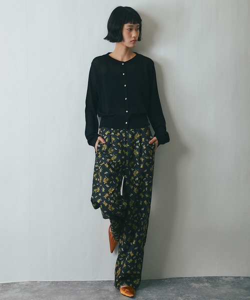 黒 花柄 パンツ　コムコム　値下げ中 セール】【セットアップ対応】花柄パンツ（その他パンツ