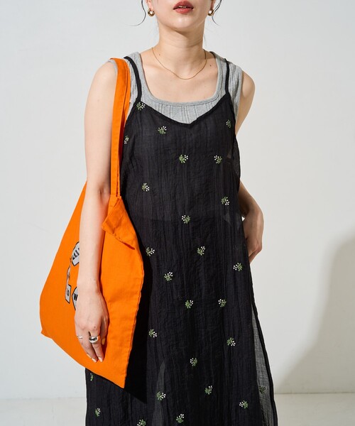 限定展開 シアー 小花柄 刺繍 キャミワンピース（ワンピース