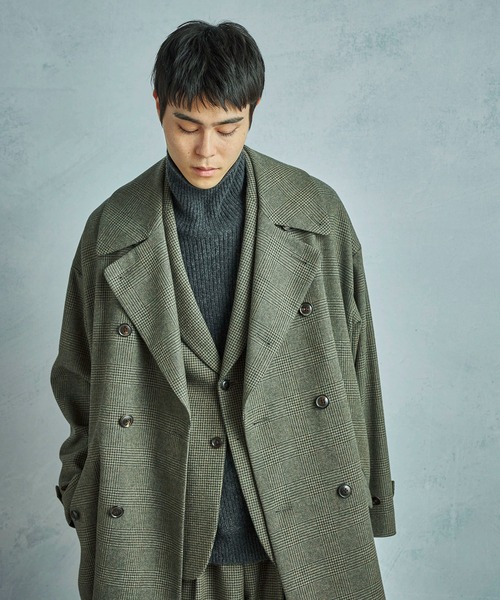 MEN'S BIGI(メンズビギ)の「【50th Anniv . 菊池武夫】WOOL GLEN PLAID COAT(ダウンジャケット/コート・メンズ・カーキ・02/03)」の3枚目の写真