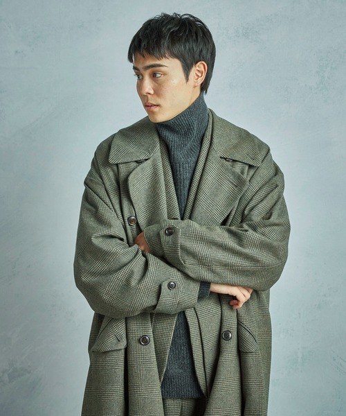 MEN'S BIGI(メンズビギ)の「【50th Anniv . 菊池武夫】WOOL GLEN PLAID COAT(ダウンジャケット/コート・メンズ・カーキ・02/03)」の6枚目の写真