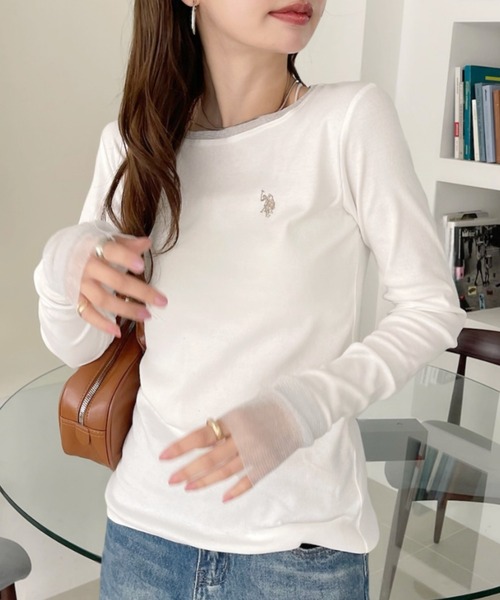 U.S. POLO ASSN.(ユーエスポロアッスン)の「【U.S. POLO ASSN】袖口 バイカラー ラメ シアー Tシャツ(Tシャツ/カットソー・レディース・チャコール/ブルー/ブラウン/ホワイト・L/M)」の21枚目の写真