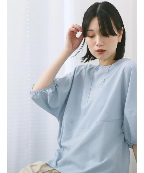 Samansa Mos2 blue(サマンサモスモスブルー)の「リネンタッチバルーンスリーブブラウス(シャツ/ブラウス・レディース・サックスブルー/キナリ/ピンク・F)」の13枚目の写真
