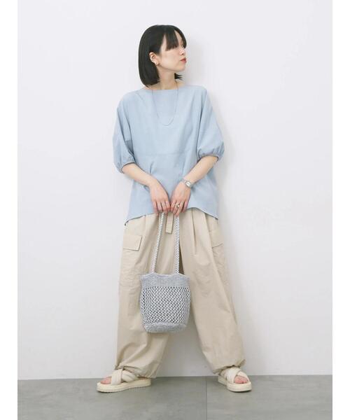 Samansa Mos2 blue(サマンサモスモスブルー)の「リネンタッチバルーンスリーブブラウス(シャツ/ブラウス・レディース・サックスブルー/キナリ/ピンク・F)」の17枚目の写真
