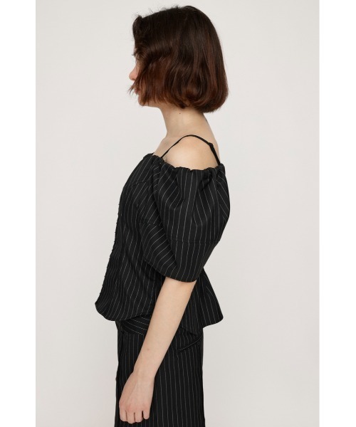 SLY（スライ）の「FRONT HOOK VOLUME SLEEVE BL フロントホック ボリュームスリーブ ブラウス 夏服 半袖 秋服（シャツ/ブラウス・レディース・マルチ/ブラック・FREE）」の11枚目の写真