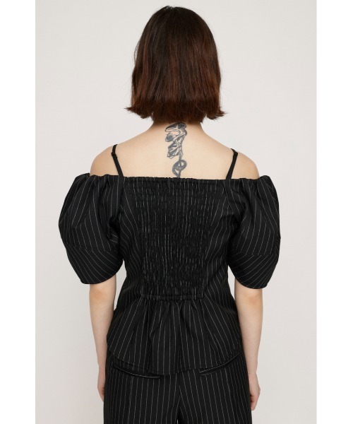 SLY（スライ）の「FRONT HOOK VOLUME SLEEVE BL フロントホック ボリュームスリーブ ブラウス 夏服 半袖 秋服（シャツ/ブラウス・レディース・マルチ/ブラック・FREE）」の12枚目の写真