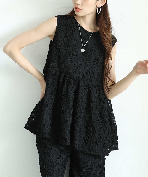 チェスティ 23SS トップス ベスト 花柄 刺繍ペプラム ノースリーブ M 1 blc-y29509_top.jpg