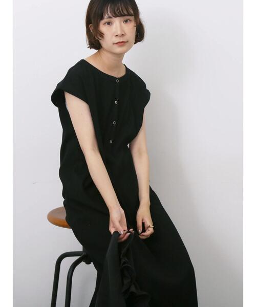 Samansa Mos2 blue(サマンサモスモスブルー)の「◎ヘンリーネックテレコワンピース(ワンピース・レディース・キナリ/ブラック/トップグレー・F)」の11枚目の写真