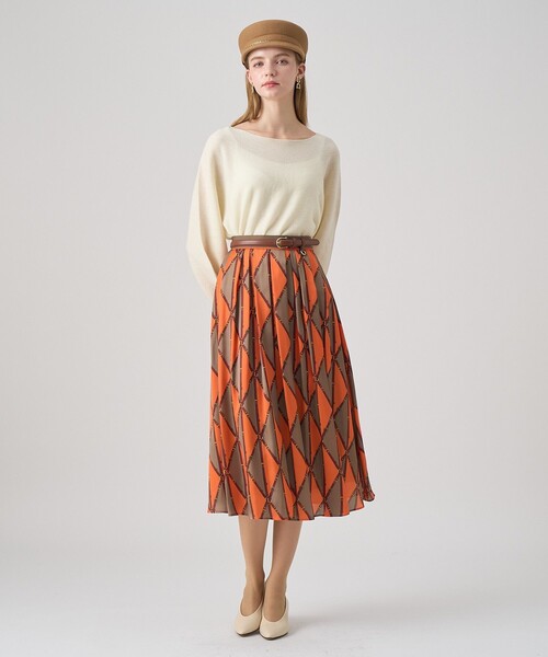 ANAYI】25AW 新作 即完売色 ベルトプリント ランダムタックスカート