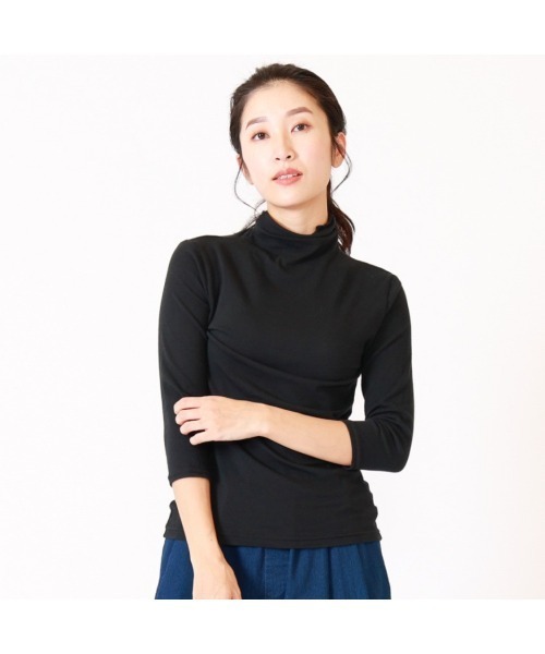 BACKYARD FAMILY(バックヤードファミリー)の「UVボトルネック7分袖Tシャツ(Tシャツ/カットソー・レディース・ブラック・XL/M/L)」の1枚目の写真