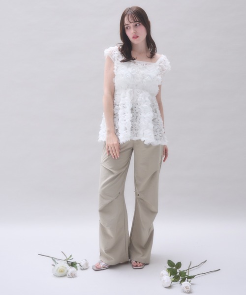 mellowneon（メロウネオン）の「5wayローズチュールブラウス（シャツ/ブラウス・レディース・アイボリー/オフホワイト・FREE）」の22枚目の写真