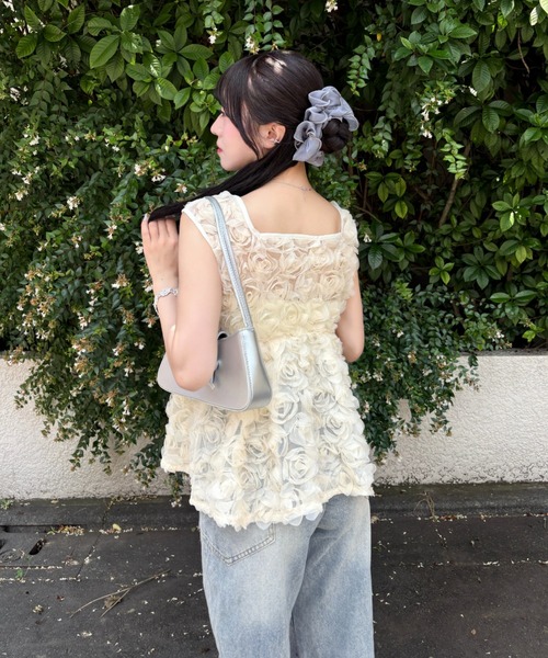 mellowneon（メロウネオン）の「5wayローズチュールブラウス（シャツ/ブラウス・レディース・アイボリー/オフホワイト・FREE）」の9枚目の写真