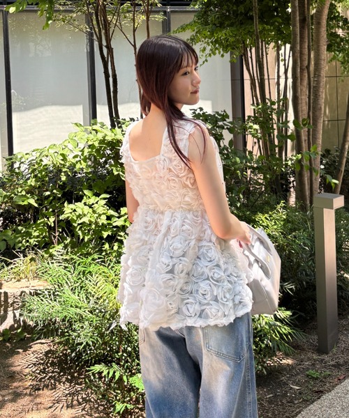 mellowneon（メロウネオン）の「5wayローズチュールブラウス（シャツ/ブラウス・レディース・アイボリー/オフホワイト・FREE）」の13枚目の写真