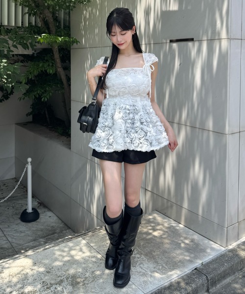 mellowneon（メロウネオン）の「5wayローズチュールブラウス（シャツ/ブラウス・レディース・アイボリー/オフホワイト・FREE）」の4枚目の写真