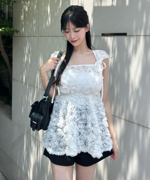 mellowneon（メロウネオン）の「5wayローズチュールブラウス（シャツ/ブラウス・レディース・アイボリー/オフホワイト・FREE）」の12枚目の写真