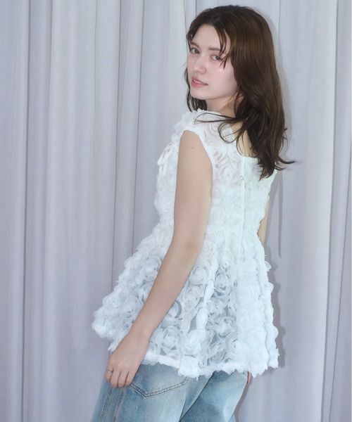 mellowneon（メロウネオン）の「5wayローズチュールブラウス（シャツ/ブラウス・レディース・アイボリー/オフホワイト・FREE）」の19枚目の写真