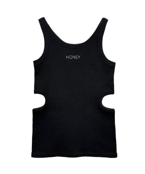 HONEY MI HONEY(ハニーミーハニー)の「logo rib tank top(タンクトップ・レディース・ブラック/サックスブルー・FREE)」の1枚目の写真