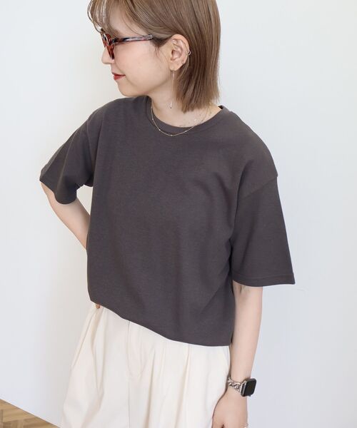 AMERICAN HOLIC（アメリカンホリック）の「ワッフル半袖プルオーバー（Tシャツ/カットソー・レディース・カーキ/アイボリー/チャコールグレー/オレンジ/ネイビー・L/M）」の10枚目の写真