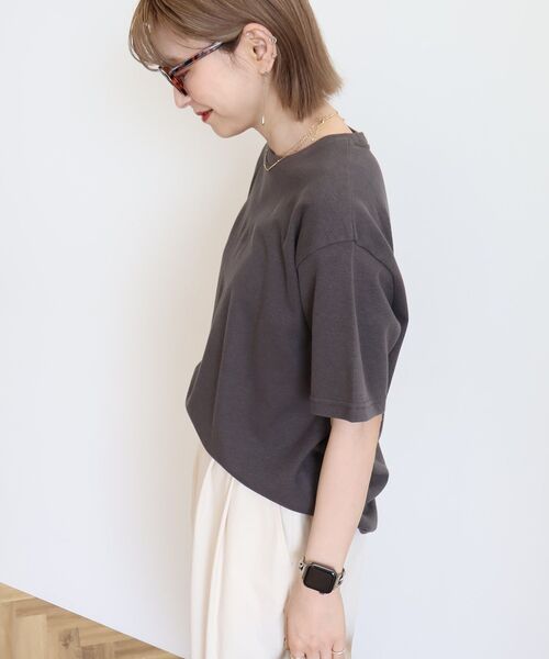 AMERICAN HOLIC（アメリカンホリック）の「ワッフル半袖プルオーバー（Tシャツ/カットソー・レディース・カーキ/アイボリー/チャコールグレー/オレンジ/ネイビー・L/M）」の9枚目の写真