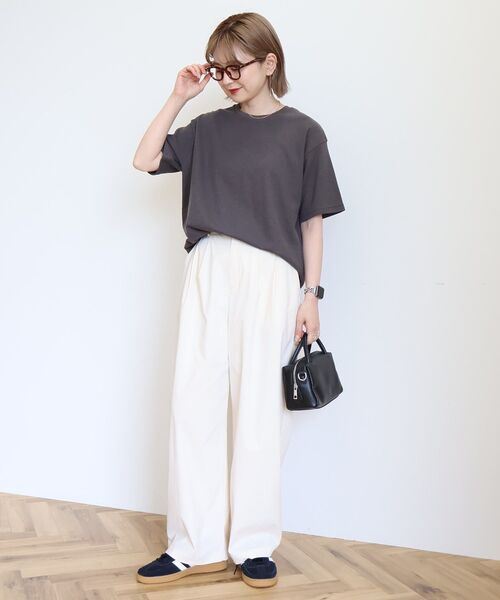 AMERICAN HOLIC（アメリカンホリック）の「ワッフル半袖プルオーバー（Tシャツ/カットソー・レディース・カーキ/アイボリー/チャコールグレー/オレンジ/ネイビー・L/M）」の17枚目の写真