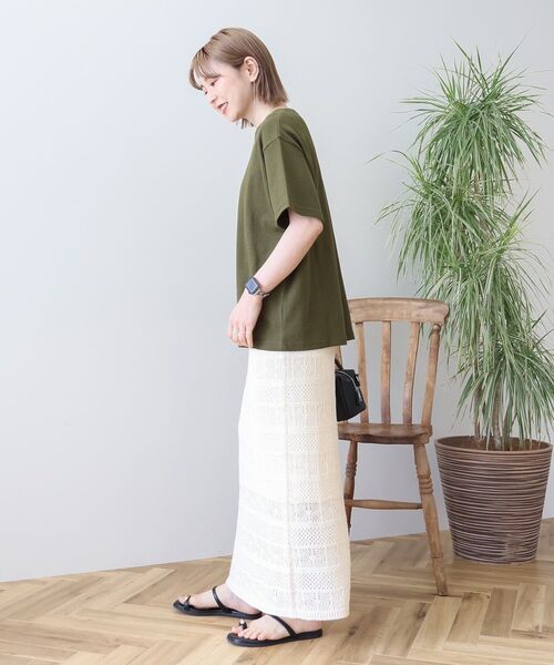 AMERICAN HOLIC（アメリカンホリック）の「ワッフル半袖プルオーバー（Tシャツ/カットソー・レディース・カーキ/アイボリー/チャコールグレー/オレンジ/ネイビー・L/M）」の22枚目の写真