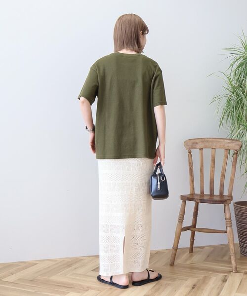 AMERICAN HOLIC（アメリカンホリック）の「ワッフル半袖プルオーバー（Tシャツ/カットソー・レディース・カーキ/アイボリー/チャコールグレー/オレンジ/ネイビー・L/M）」の21枚目の写真