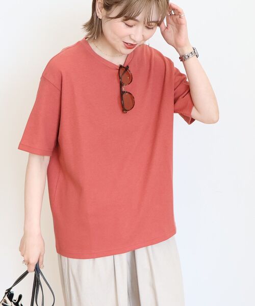 AMERICAN HOLIC（アメリカンホリック）の「ワッフル半袖プルオーバー（Tシャツ/カットソー・レディース・カーキ/アイボリー/チャコールグレー/オレンジ/ネイビー・L/M）」の20枚目の写真