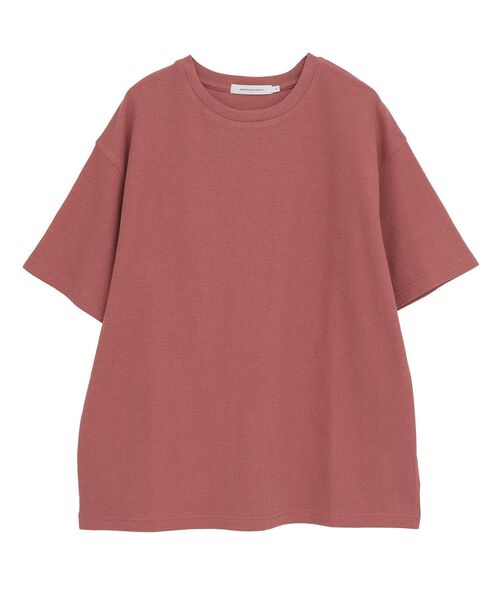 【トゥービーシック】42 ウォッシャブル カットソープルオーバー 赤系 セール】ワッフル半袖プルオーバー（Tシャツ/カットソー