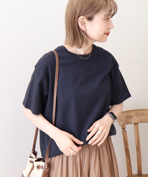 AMERICAN HOLIC（アメリカンホリック）の「ワッフル半袖プルオーバー（Tシャツ/カットソー・レディース・カーキ/アイボリー/チャコールグレー/オレンジ/ネイビー・L/M）」の7枚目の写真