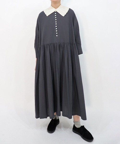 haupia(ハウピア)の「森からお便り【ワンピース】(ワンピース・レディース・チャコールグレー/オフホワイト/ブルー系/ネイビー・MEDIUM)」の2枚目の写真