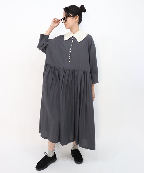 haupia(ハウピア)の「森からお便り【ワンピース】(ワンピース・レディース・チャコールグレー/オフホワイト/ブルー系/ネイビー・MEDIUM)」の12枚目の写真