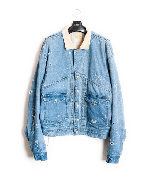 SEVESKIG（セヴシグ）の「SEVESKIG/セブシグ/DENIM JKT_JK-SV-NRS-1003（デニムジャケット・メンズ・ブラック/インディゴブルー・SMALL/MEDIUM/LARGE/X-LARGE）」の2枚目の写真