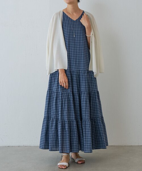 新品　BEARDSLEY｜ギンガムティアードノースリーブワンピース37400円 BEARDSLEY（ビアズリー）の「ギンガムティアードノースリーブ