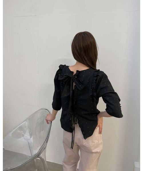 コエル（COEL）/バックリボンジャガードブラウス セール】バックリボンジャガードブラウス（シャツ/ブラウス）｜COEL